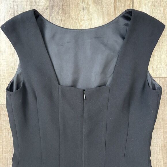 Maggy London Lined Sheath Dress Size 8 Black Elegant Floral Embroidered Wedding - Picture 5 of 15